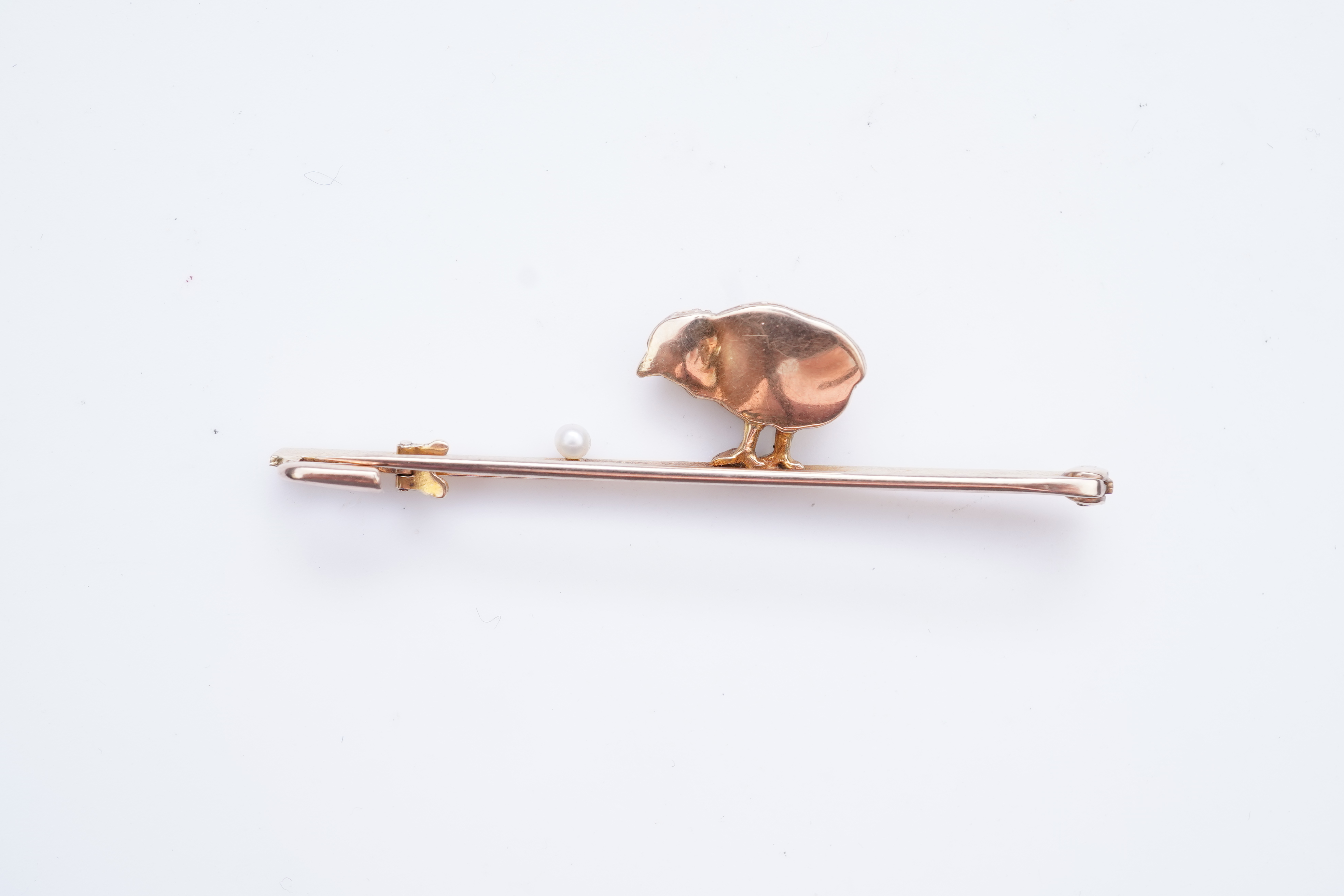 vcA novelty gold and seed pearl bar brooch, early 20th century